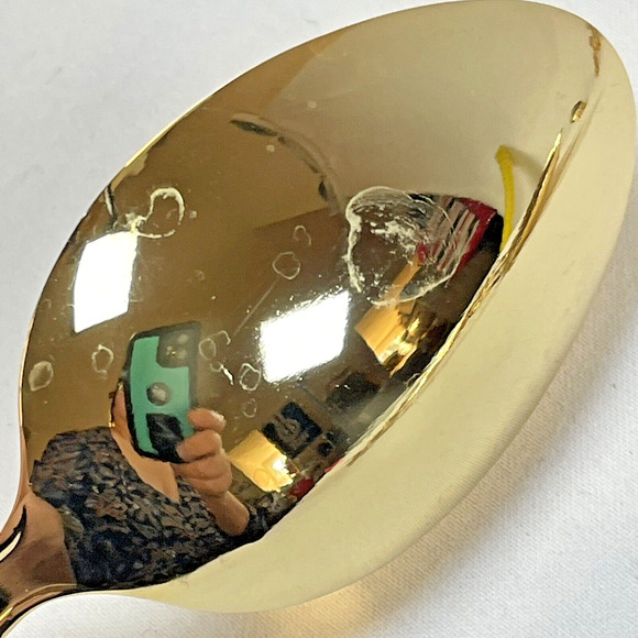 1847 Rogers Bros E.P. Korea Gold Plate Spring Flowers 4 Vtg Tbsp Spoons MCM - Picture 4 of 8